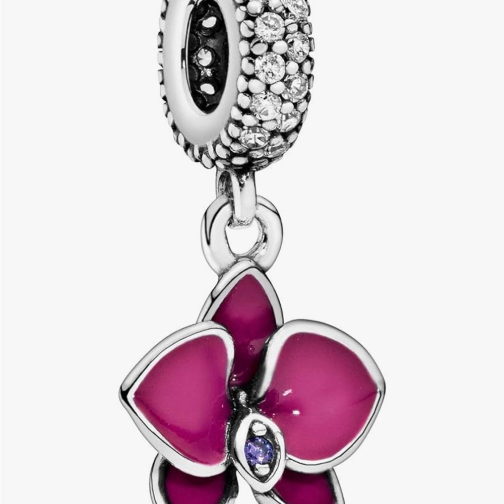 Pandora Red Enamel Flower Dangle Charm